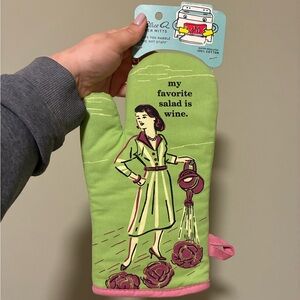 Blue Q Green and Pink Wine-Themed Oven Mitt